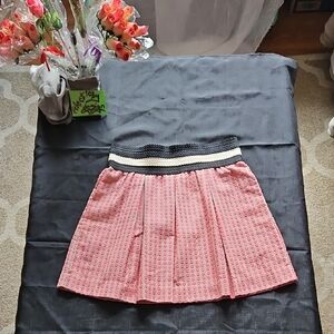 Maeve Pink Eyelet Circle Skirt with Striped Knit Waistband